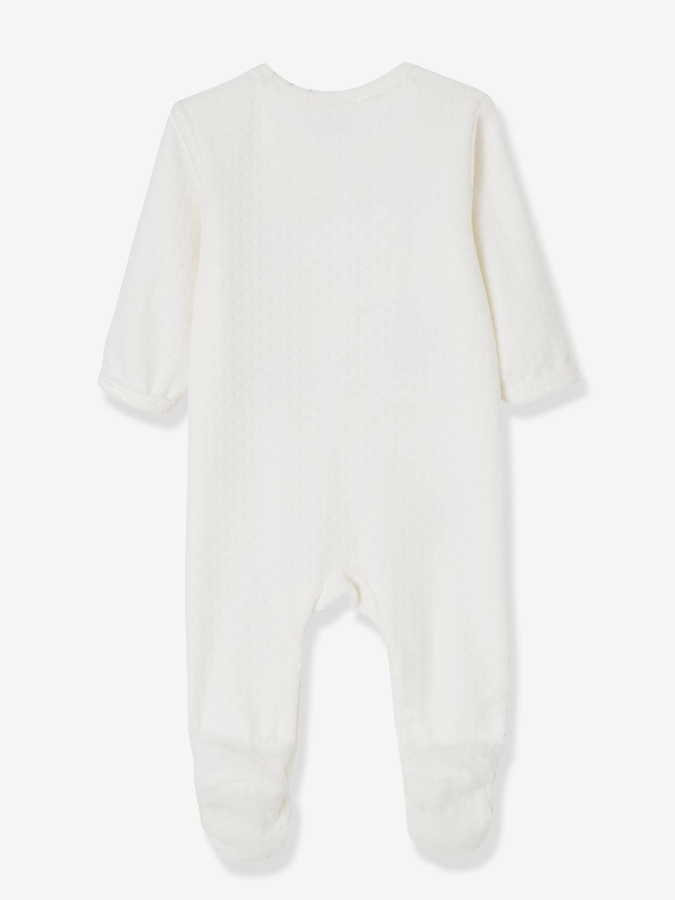 Lot de 2 pyjamas bébé en velours ouverture naissance nuage lot ivoire
