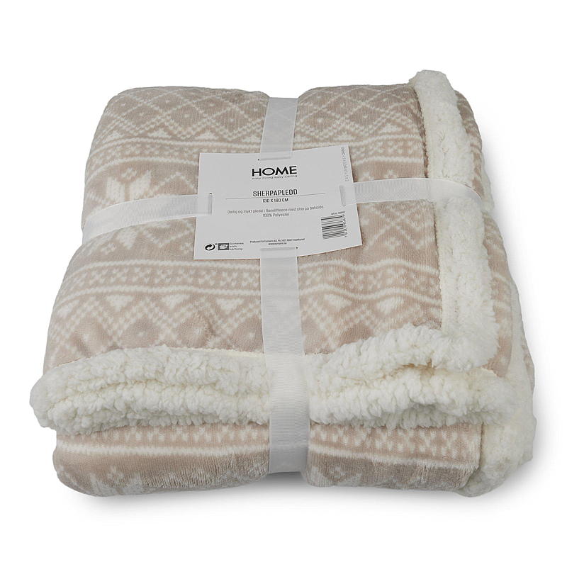 Home Sherpapledd 130x160 cm beige strikk
