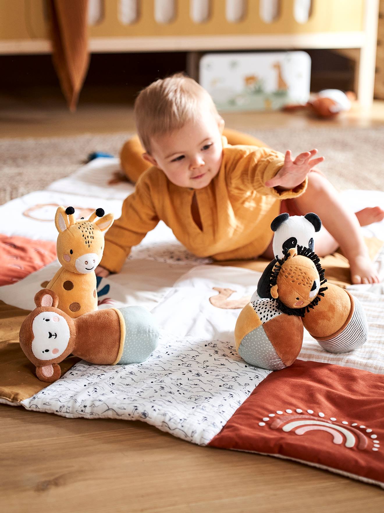 Vertbaudet Baby Stoffkegel Spiel PANDAFREUNDE - mehrfarbig/tansania