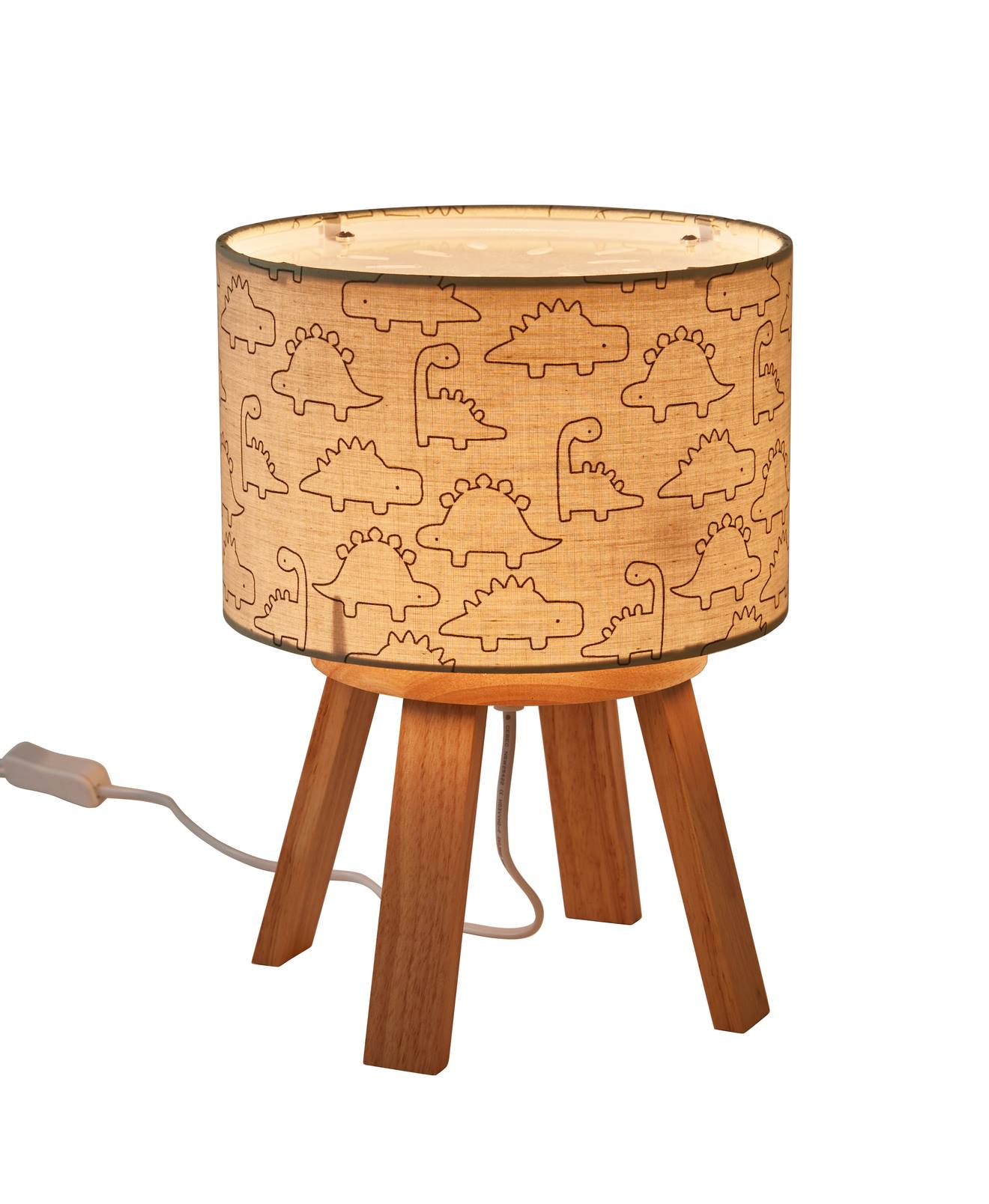 Vertbaudet Kinderzimmer Nachttischlampe KLEINER DINO aus Holz - khaki