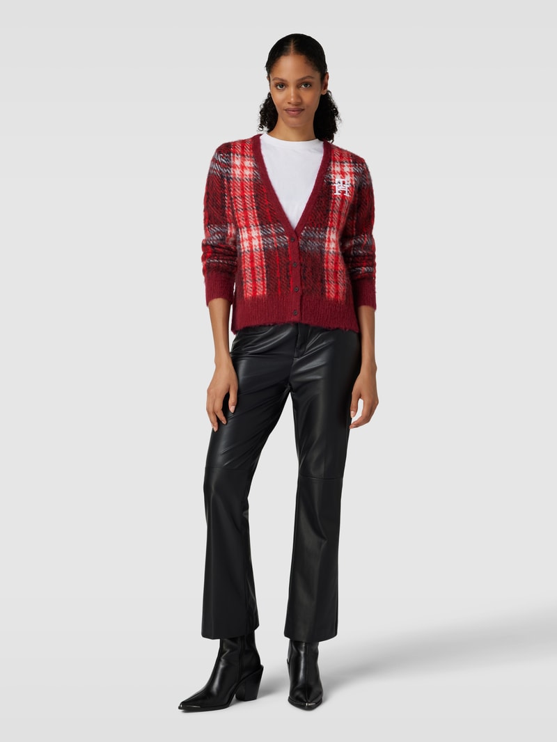 Cardigan mit Tartan-Muster in rot