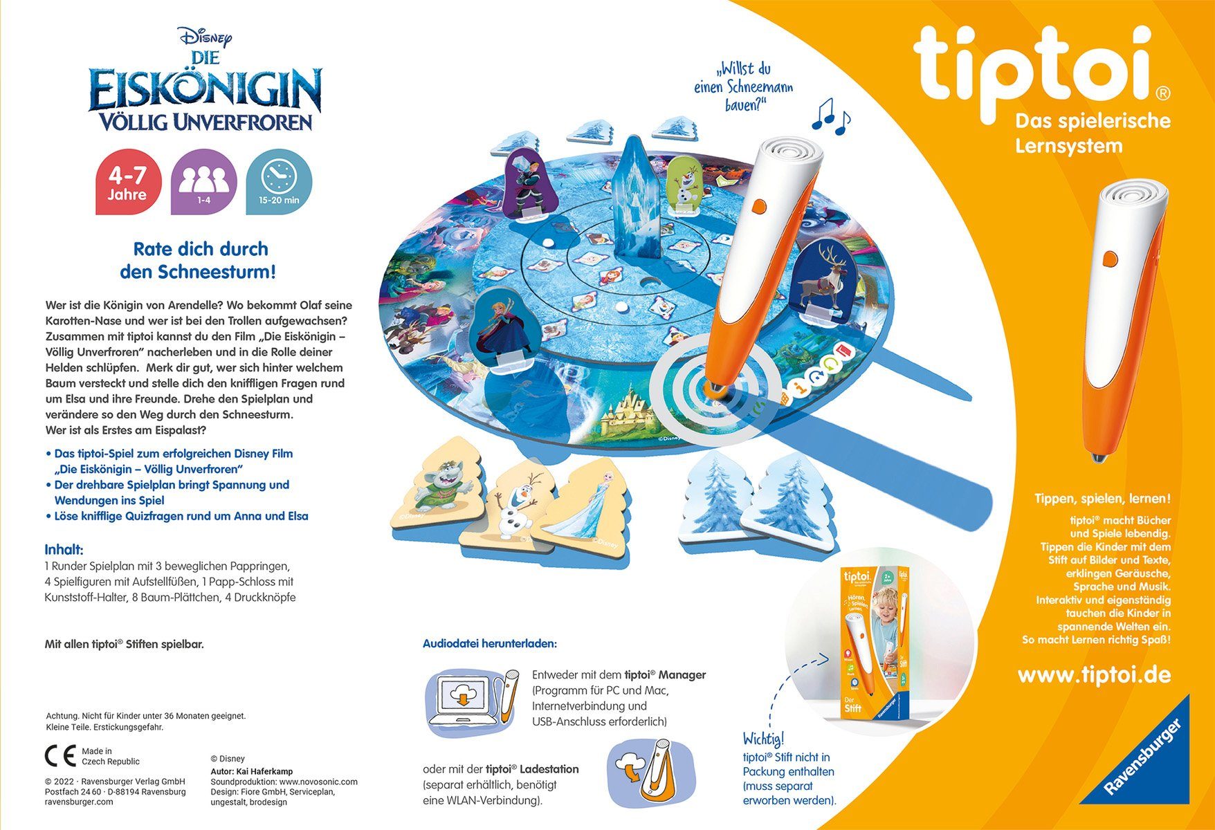 Ravensburger Spiel, tiptoi® Völlig unverfroren - Das verdrehte Wettlaufspiel,  Die Eiskönigin, FSC® - schützt Wald - weltweit