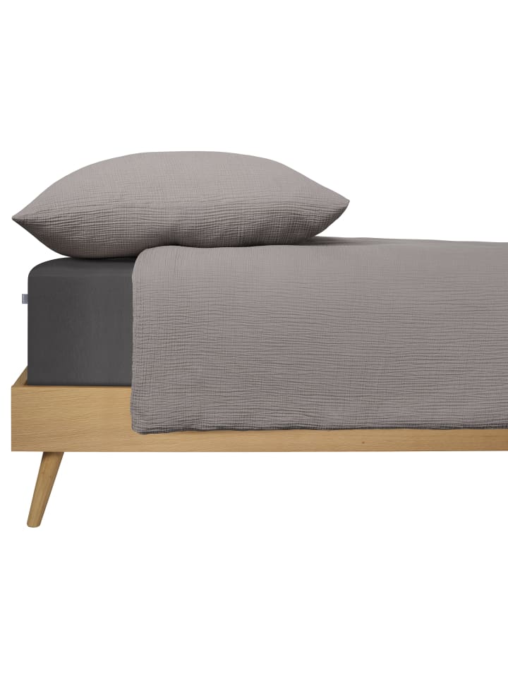 Schiesser Musselin-Bettwäscheset Molly in Grau günstig kaufen 135 x 200 cm