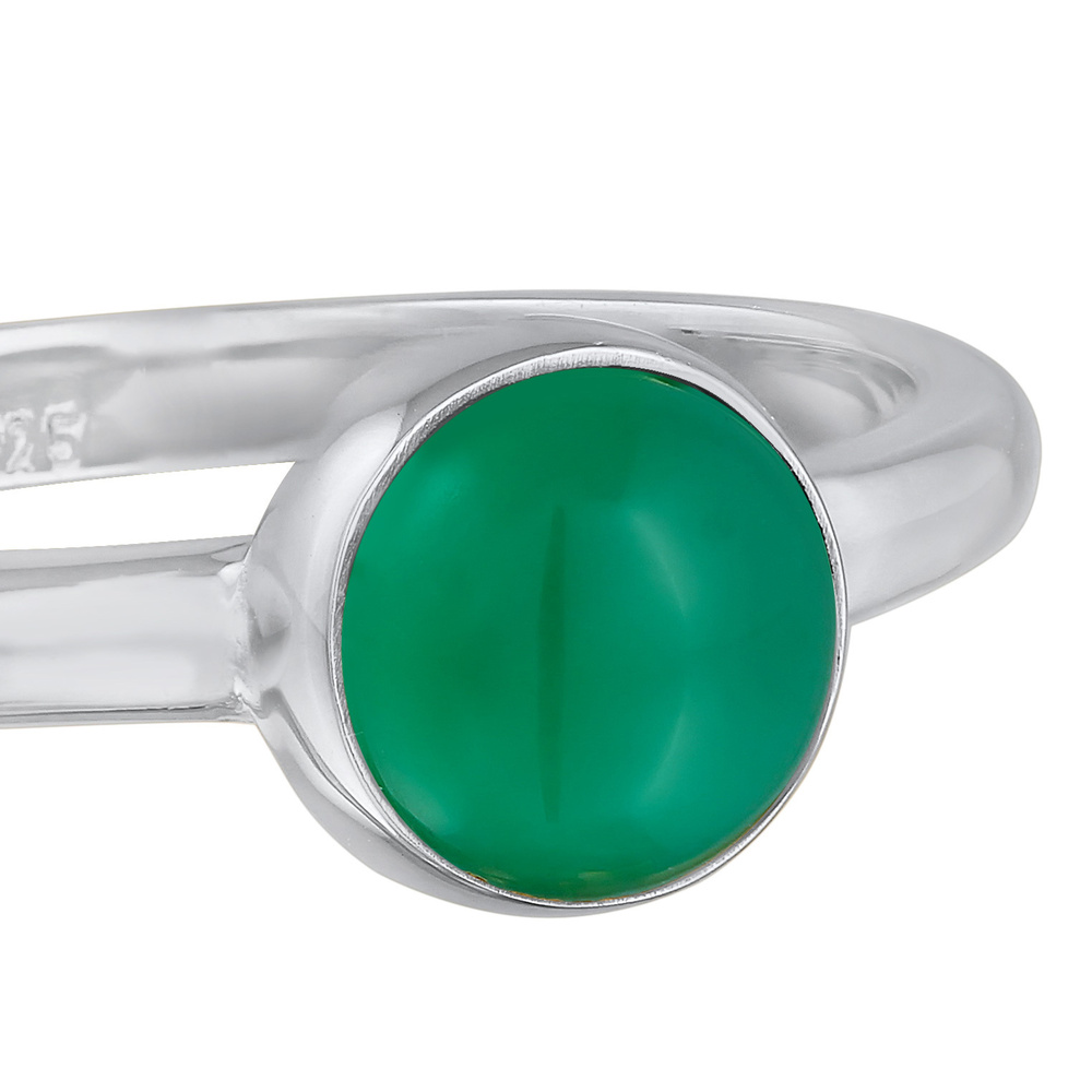Elli PREMIUM Elli PREMIUM Bague Femmes Solitaire Basique Vert avec pierre précieuse Agate en A Bague