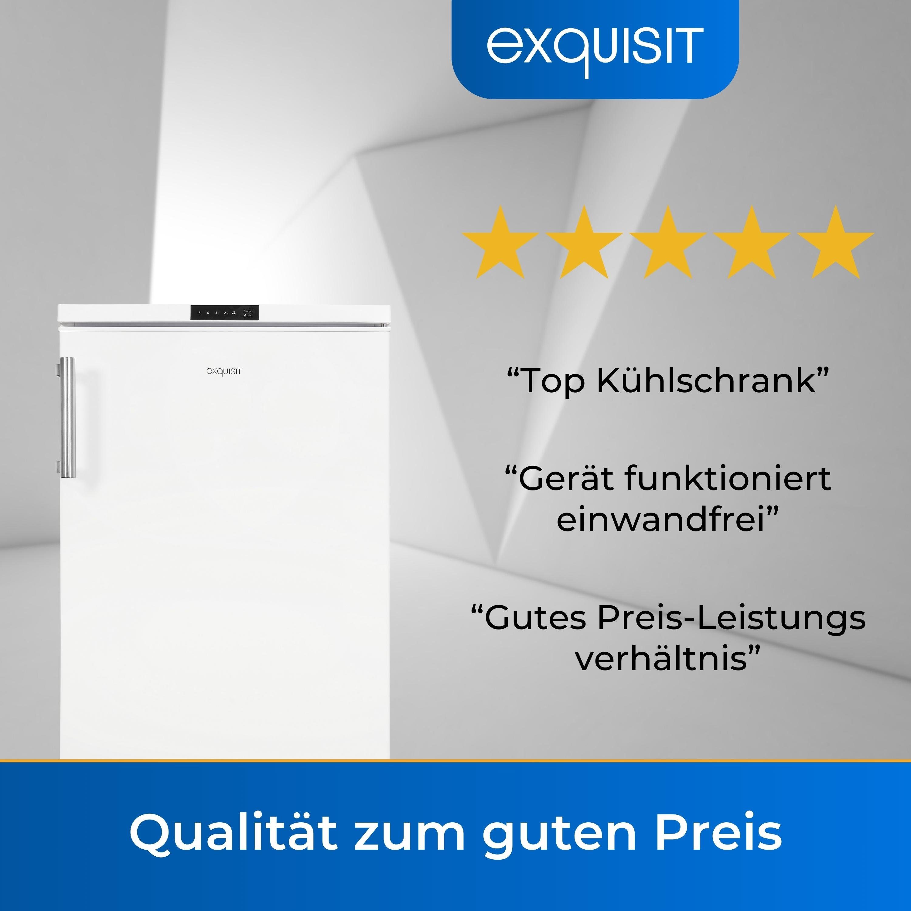 exquisit Vollraumkühlschrank KS16-V-HE-011D, 85 cm hoch, 56 cm breit, kompakt mit digitaler Temperaturanzeige und Handgriff