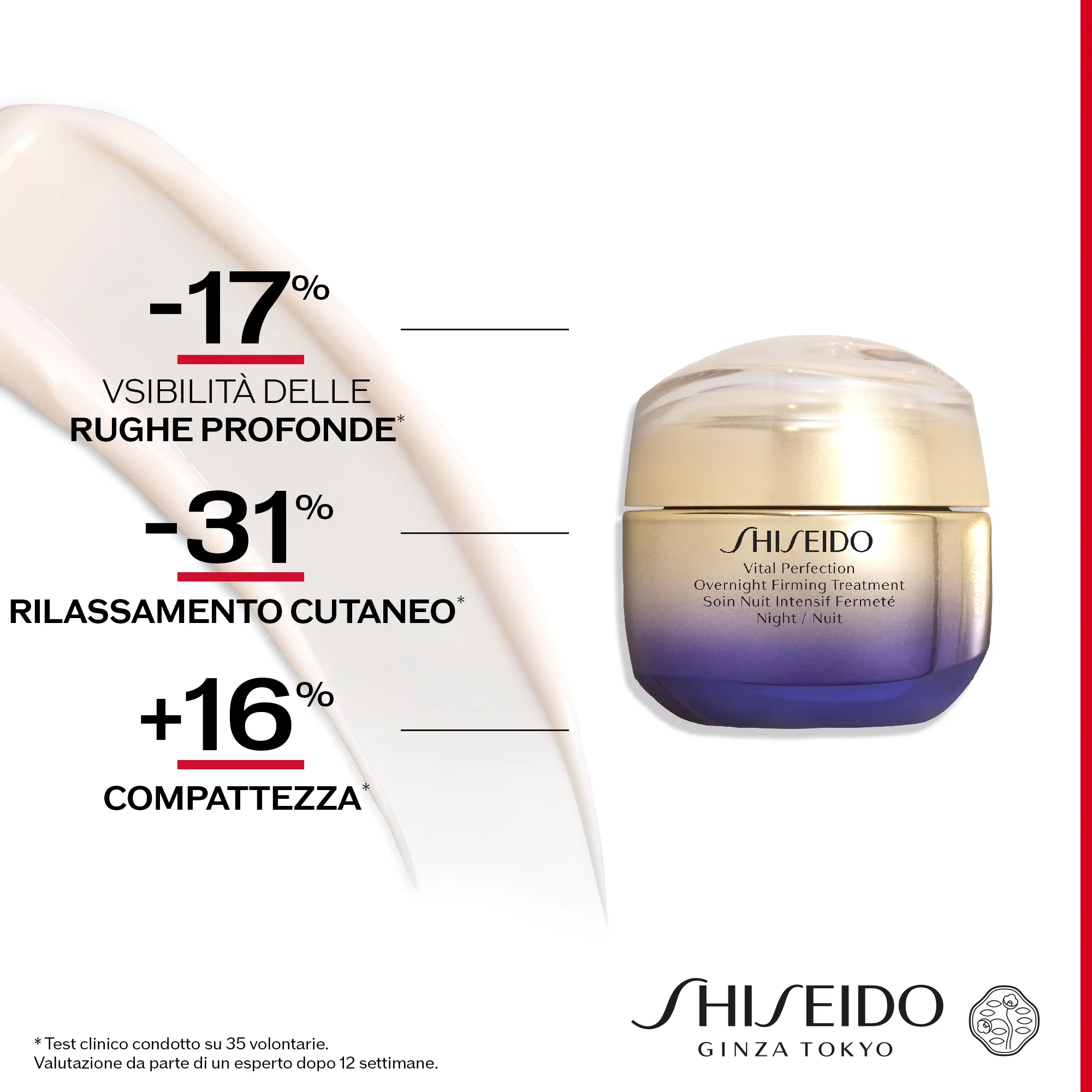 Crema reafirmante y lifting Vital Perfection enriquecida: tratamiento lifting de 24 horas, tratamiento antiimperfecciones de 24 horas, tratamiento iluminador de 24 horas.