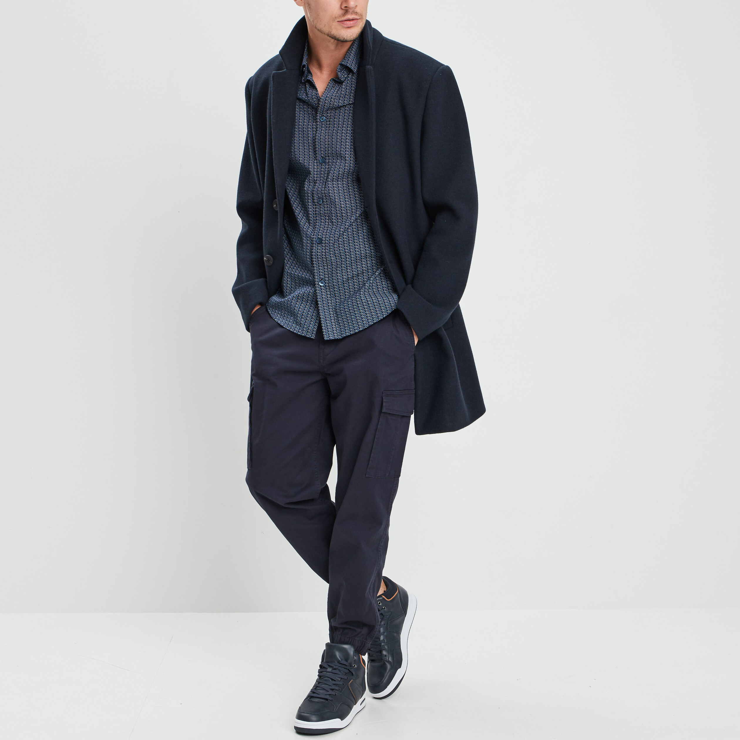 Chemise droite manches longues bleu homme | La Halle
