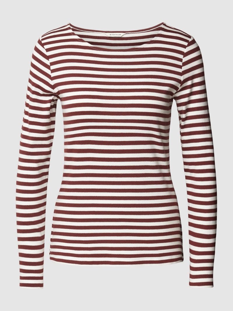Longsleeve mit Streifenmuster in mittelbraun