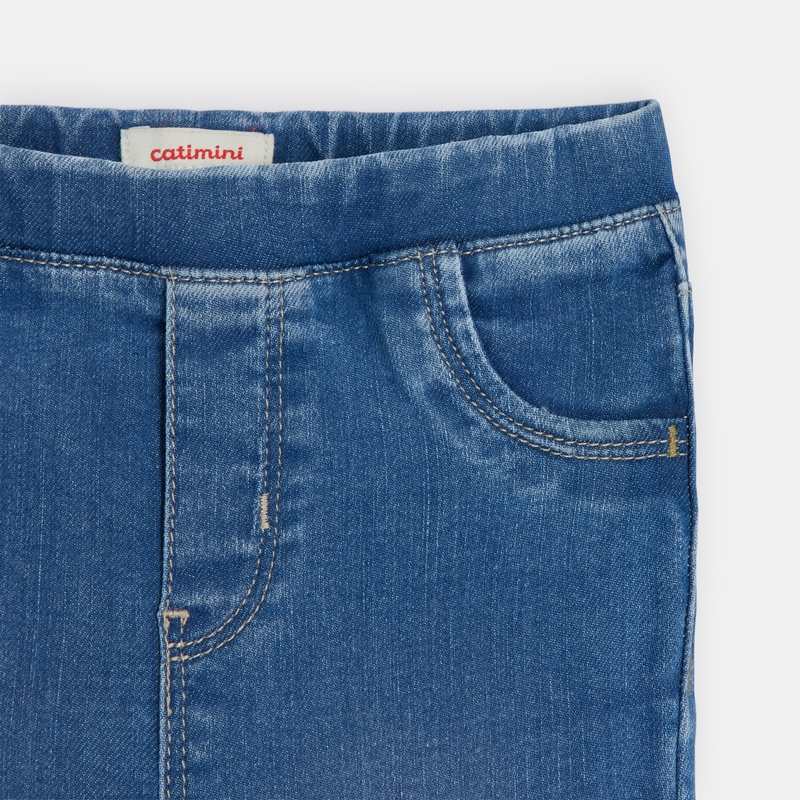 Jean bébé fille bleu délavé à broderies exotiques Catimini