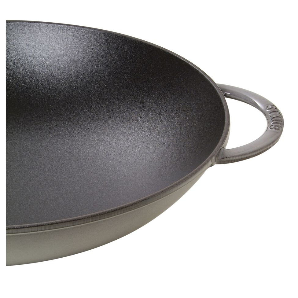 Wok mit Glasdeckel 37 cm, Gusseisen