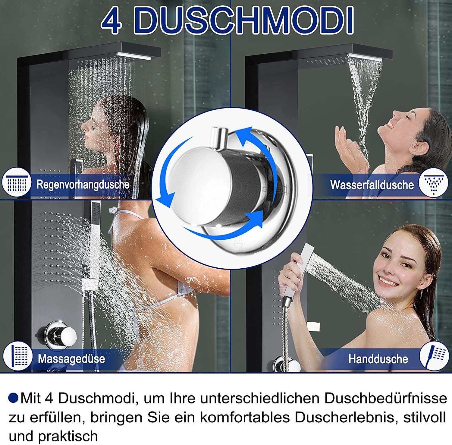 AUFUN Duschsystem Duschpaneel Edelstahl Duschsystem, mit Duschsäule