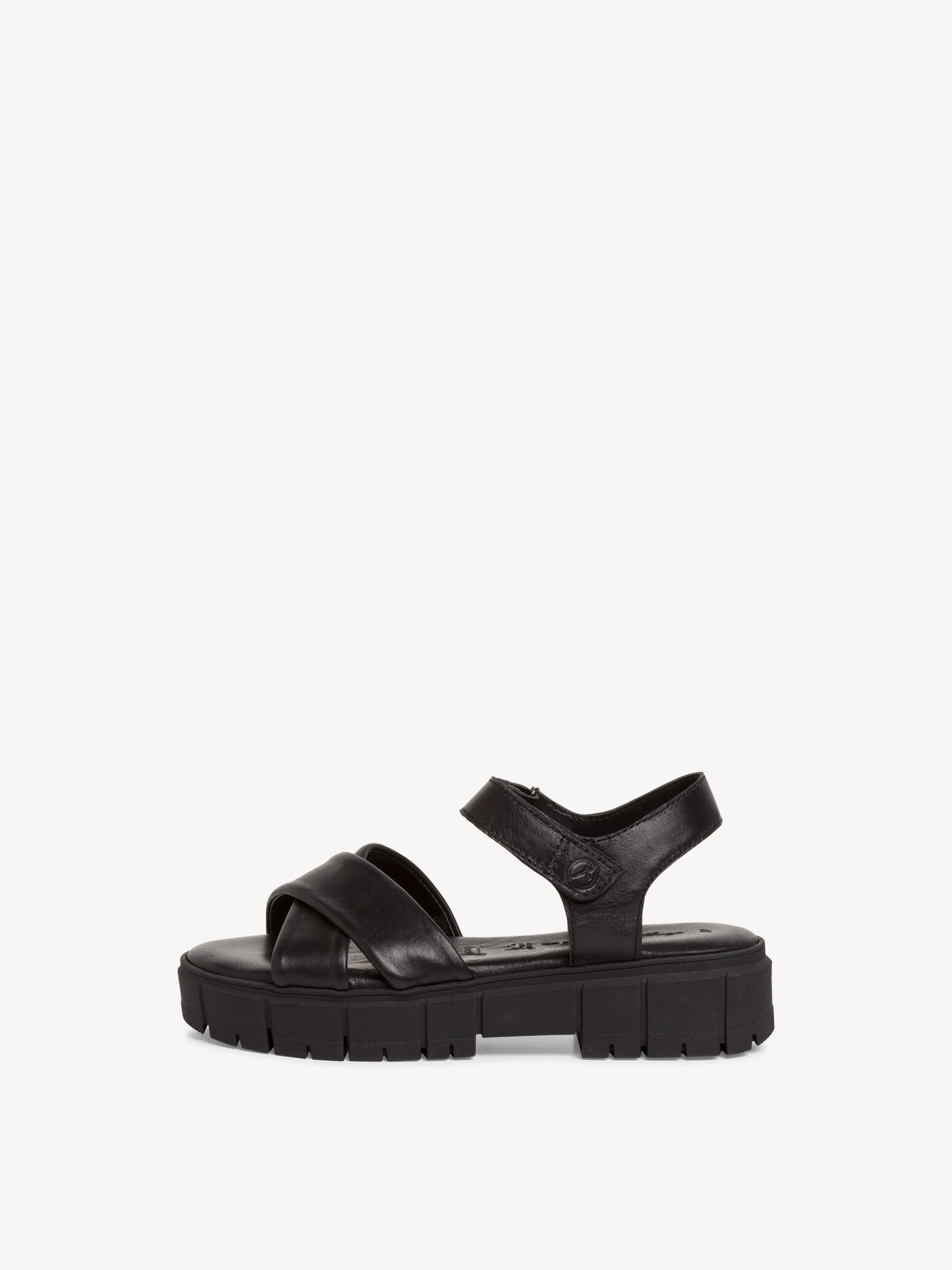 Sandale à talon en cuir - noir