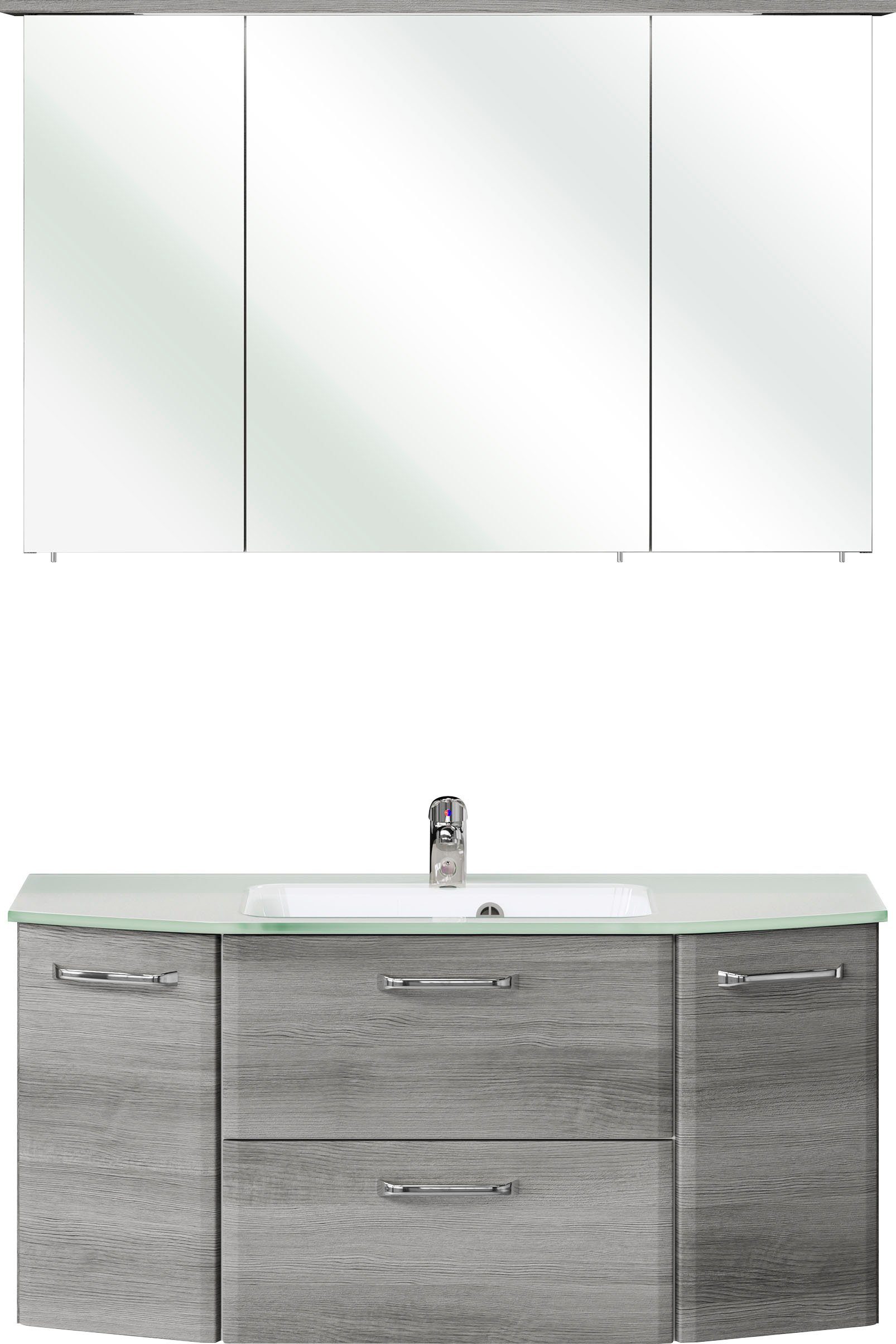 PELIPAL Badmöbel-Set Quickset 328, (2-St), Spiegelschrank inkl. LED-Beleuchtung, Waschtisch-Kombination