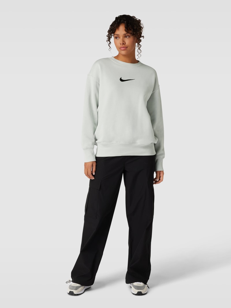Sweatshirt mit Label-Stitching in hellgrau