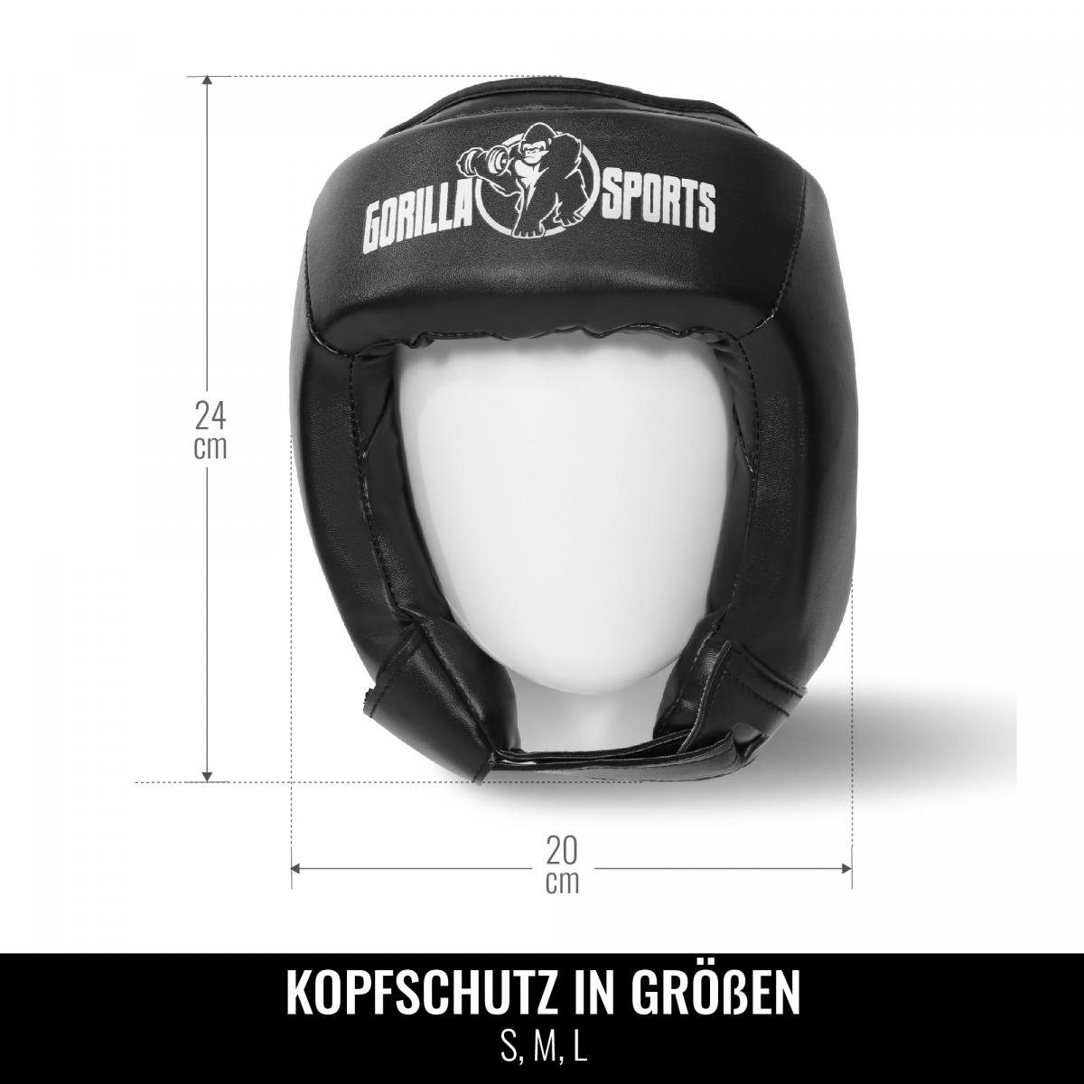 GORILLA SPORTS Kopfschutz Kopfschutz S - mit Klettverschluss und Schnürung, Kunstleder, Boxhelm (1-tlg)