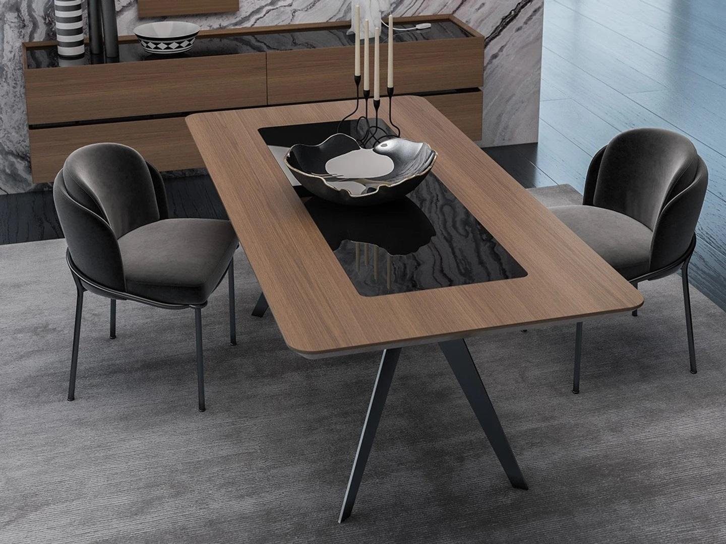 JVmoebel Essgruppe Luxus Esszimmer set Esstisch 4x Stühle Stuhl Textil Essgruppe Garnitur, (5-tlg., 1x Esstisch + 4x Stühle), Made in Europa