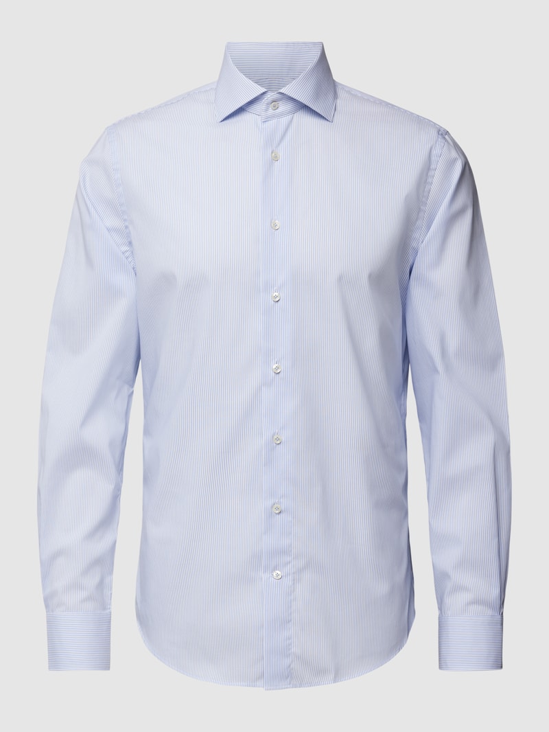 Business-Hemd mit Streifenmuster Modell 'Cutaway' in bleu