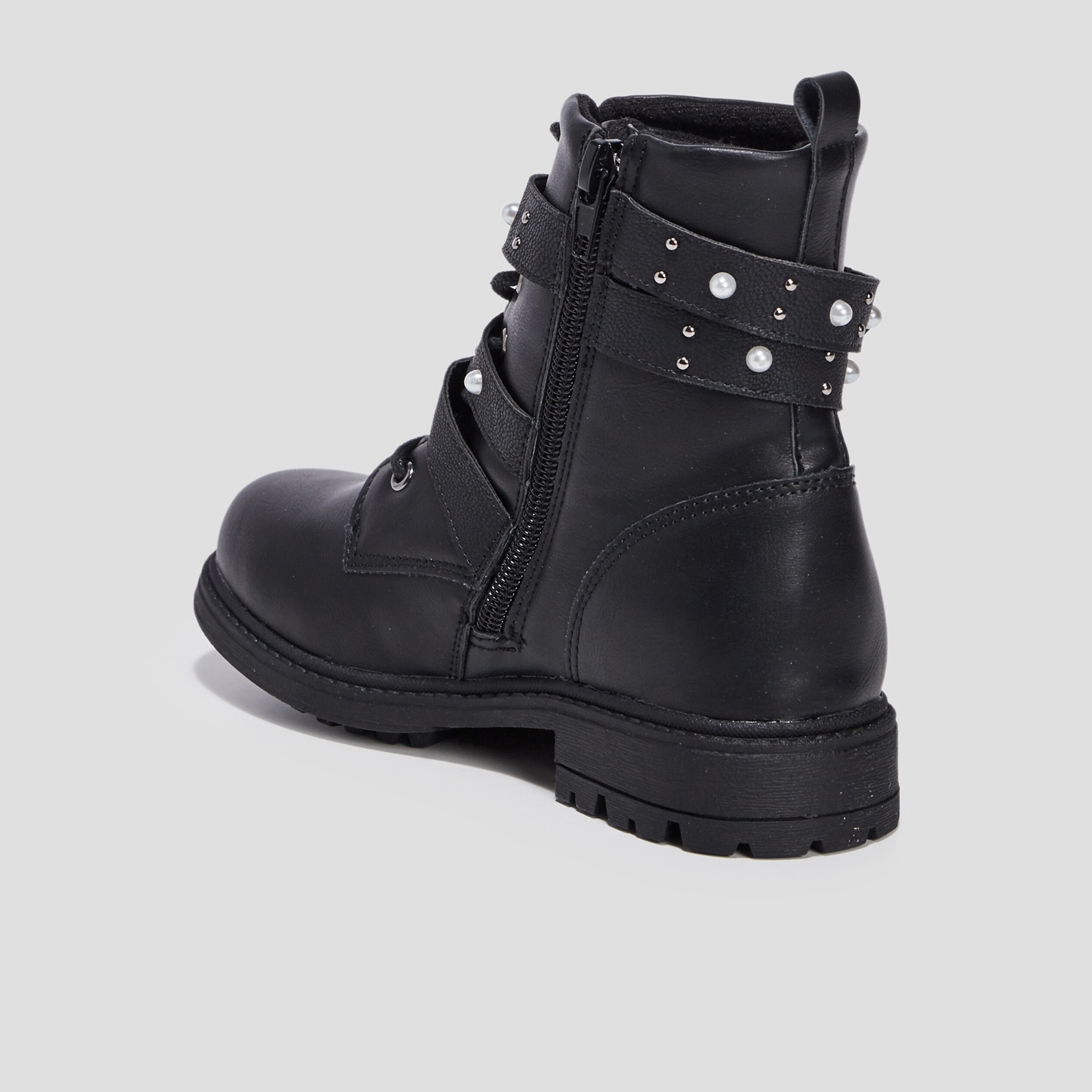 Bottines avec brides cloutées noir fille | La Halle
