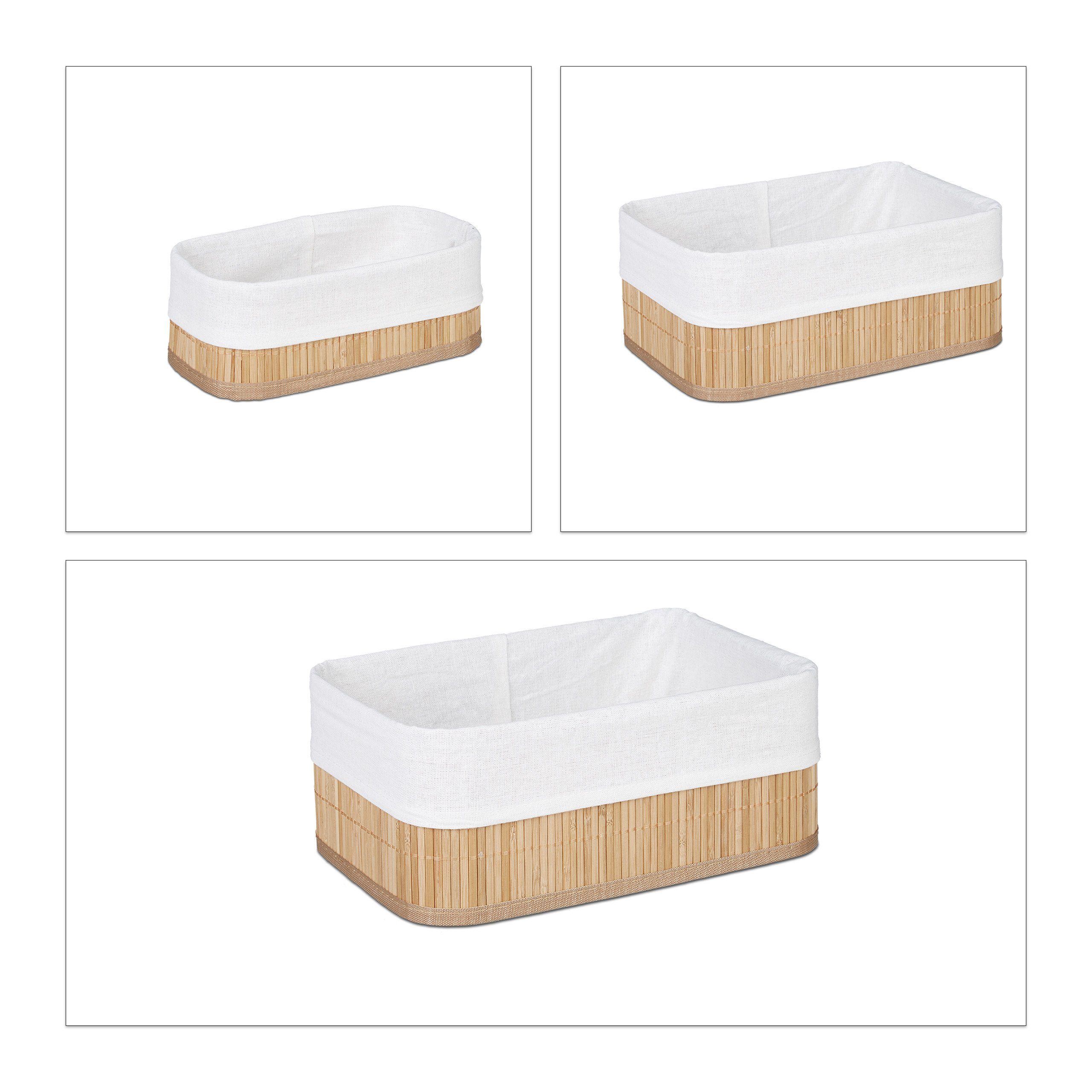 relaxdays Aufbewahrungskorb Aufbewahrungskorb Bad 3 teiliges Set, Natur