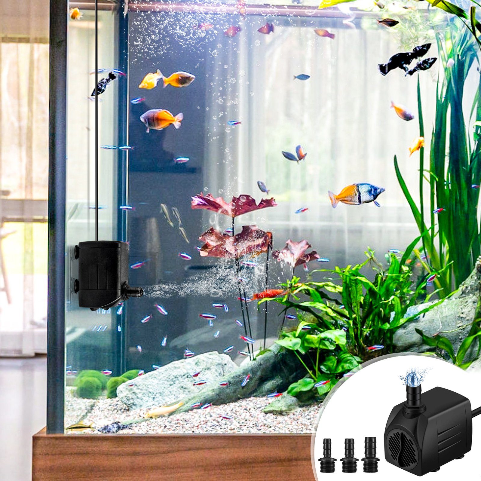 CALIYO Teichpumpe Mini Wasserpumpen(1800L/H, 25W), für Aquarien, Teich, Brunnen, Statuen, Hydrokultur