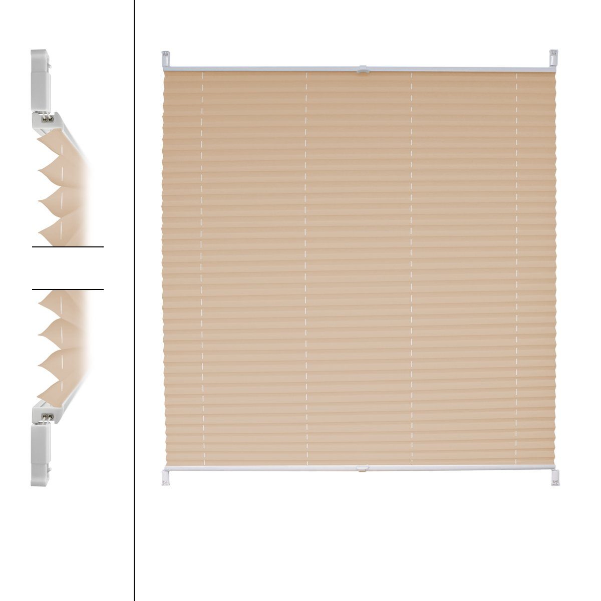 Plissee Plissee Rollo Klemmfix Sonnen- und Sichtschutz für Fenster und Tür, ECD Germany, Klemmfix, inkl. Befestigungsmaterial, ohne Bohren, EasyFix