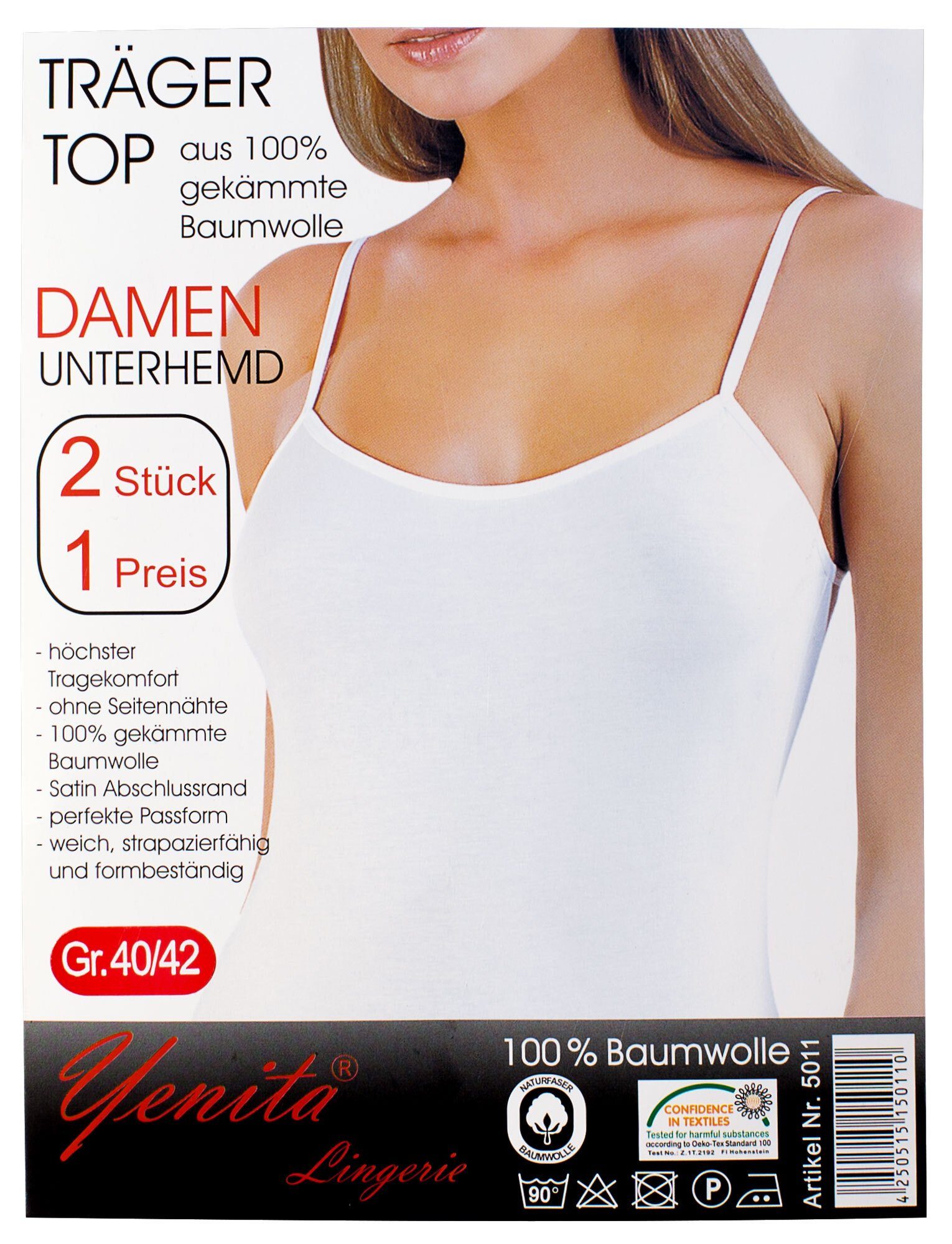 Yenita® Unterhemd (4-St) mit Satinband Einfassung