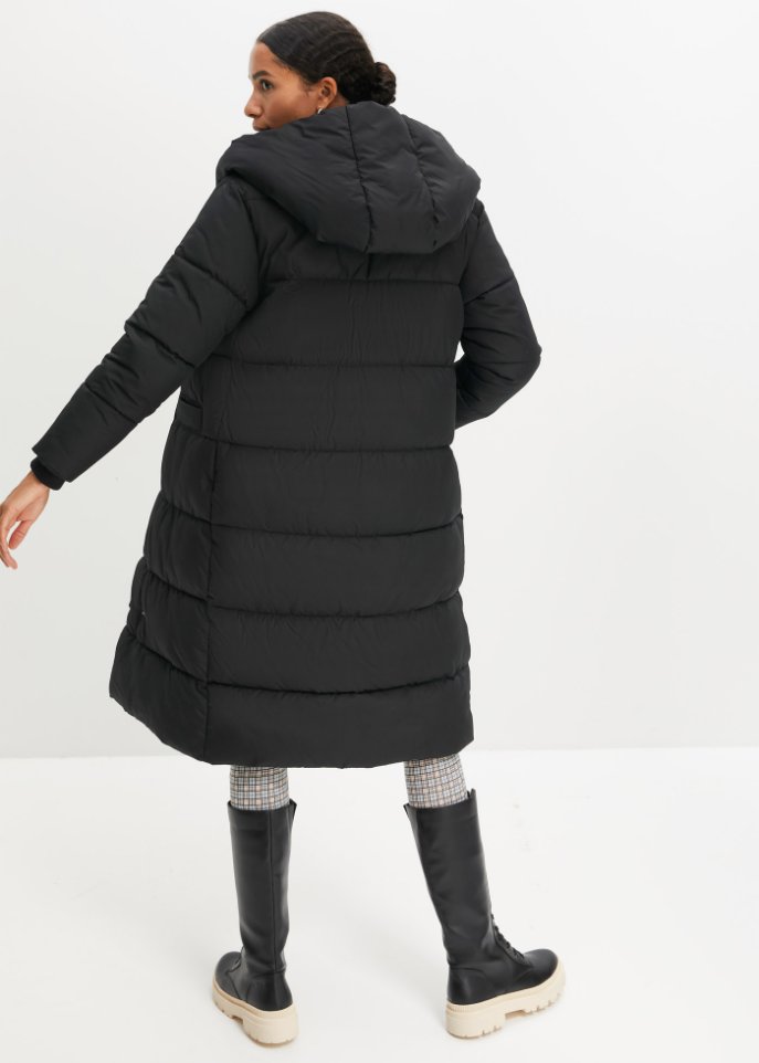 Wattierter Oversize-Mantel mit Kapuze, aus recyceltem Polyester