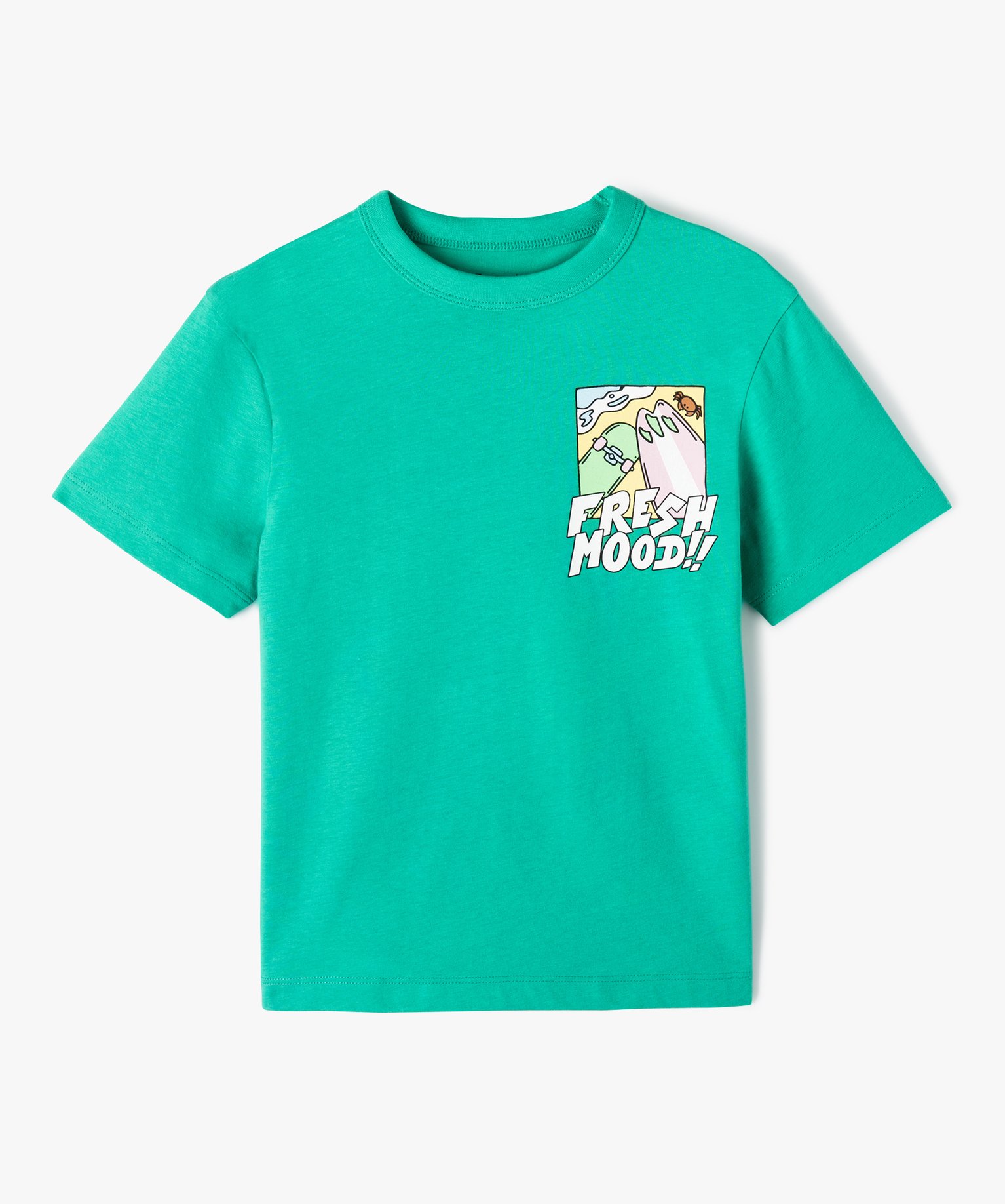 Tee-shirt Garçon avec large motif estival dans le dos vert | GEMO