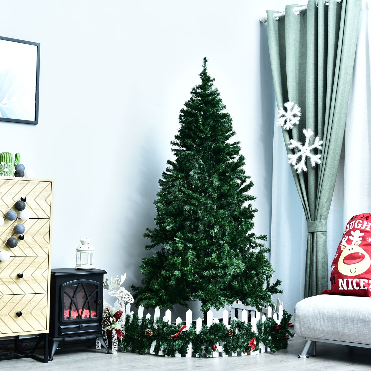 HOMCOM Weihnachtsbaum Tannenbaum Christbaum 1000 Äste Fichte PVC Grün Ø102 x H180 cm