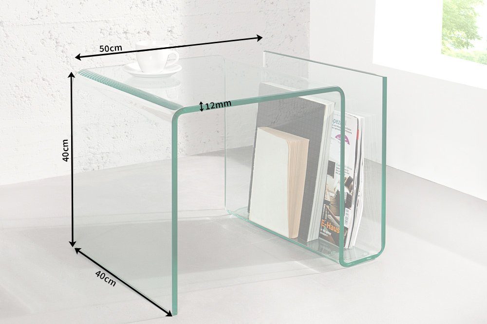 riess-ambiente Couchtisch FANTOME 50cm transparent, Wohnzimmer · eckig · Glas · mit Ablagefach