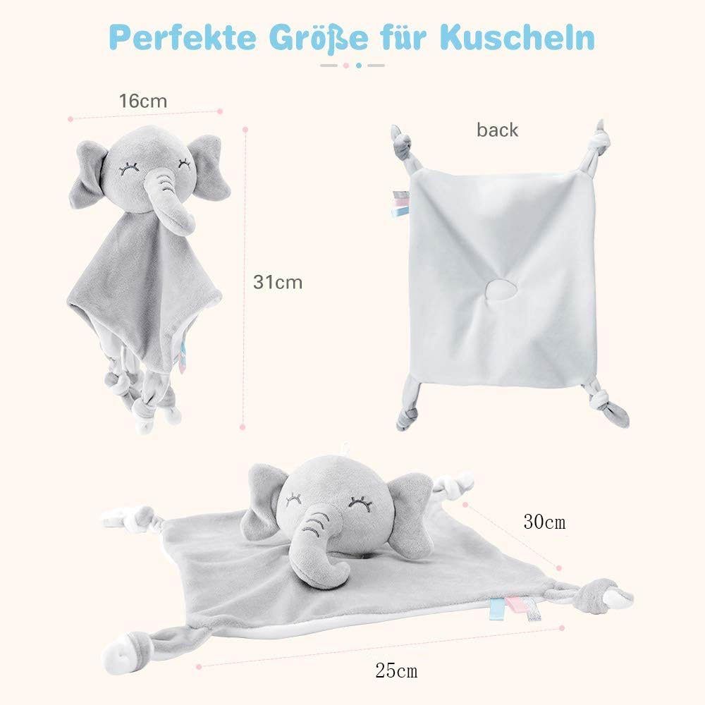 Runxizhou Schnuffeltuch Schmusetuch Elefant,Schnuffeltuch 0+ Monaten Kuscheltuch, (1-tlg)
