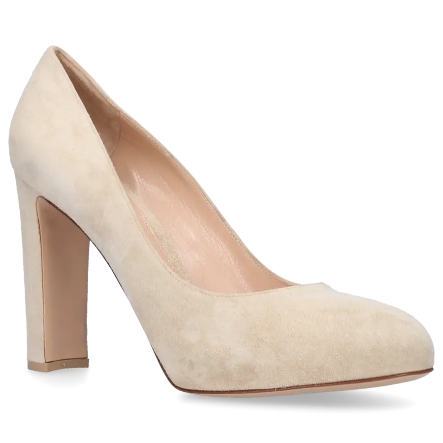 Gianvito Rossi - Plateaupumps Veloursleder beige - grau