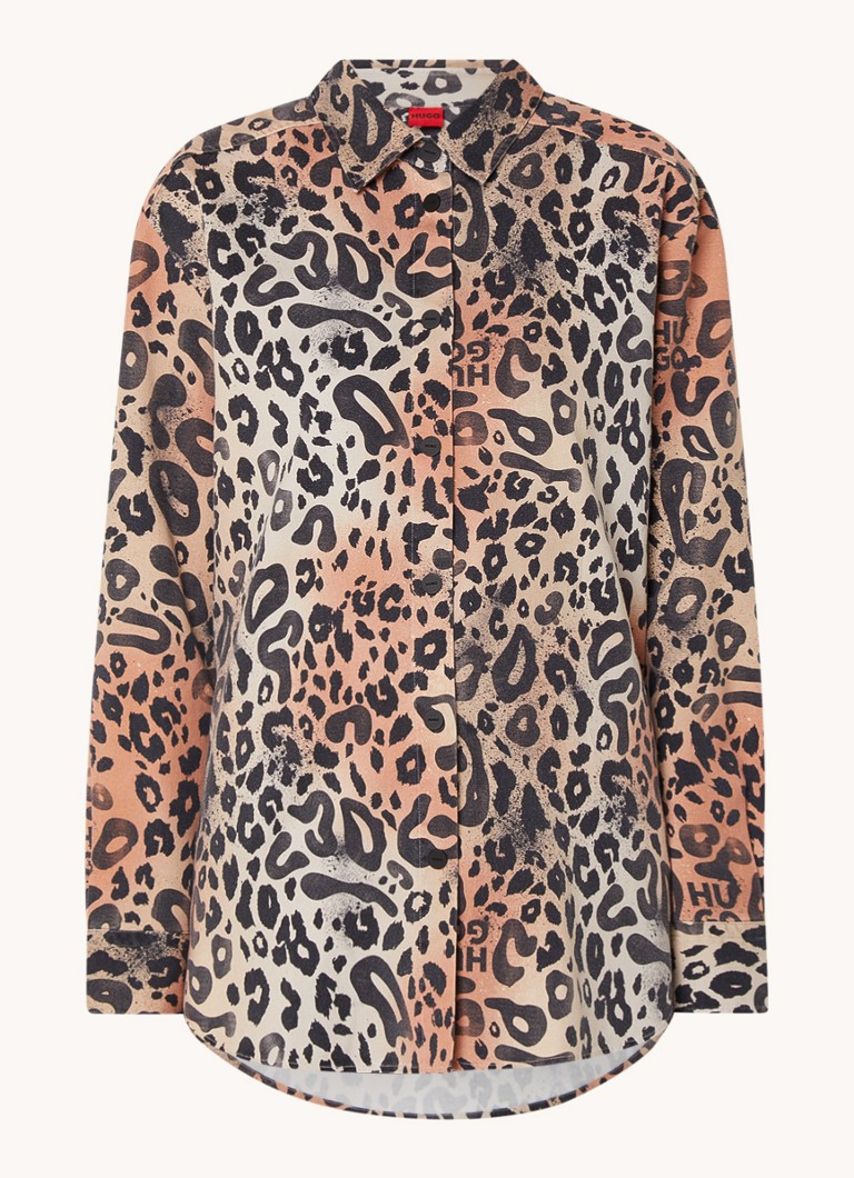 HUGO BOSS Blouse in lyocell blend with leopard print