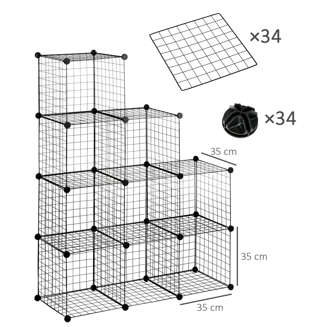 HOMCOM Regalsystem, DIY Würfelregal, 9 Fächer, Steckregal aus Stahldraht