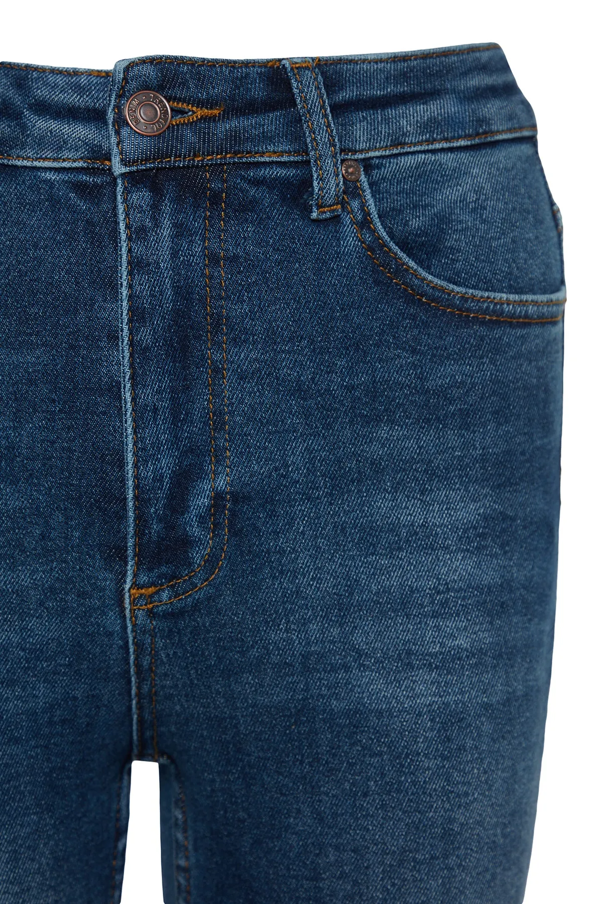 Trendyol Collection  Marineblaue Röhrenjeans mit hoher Taille TWOAW24JE00068