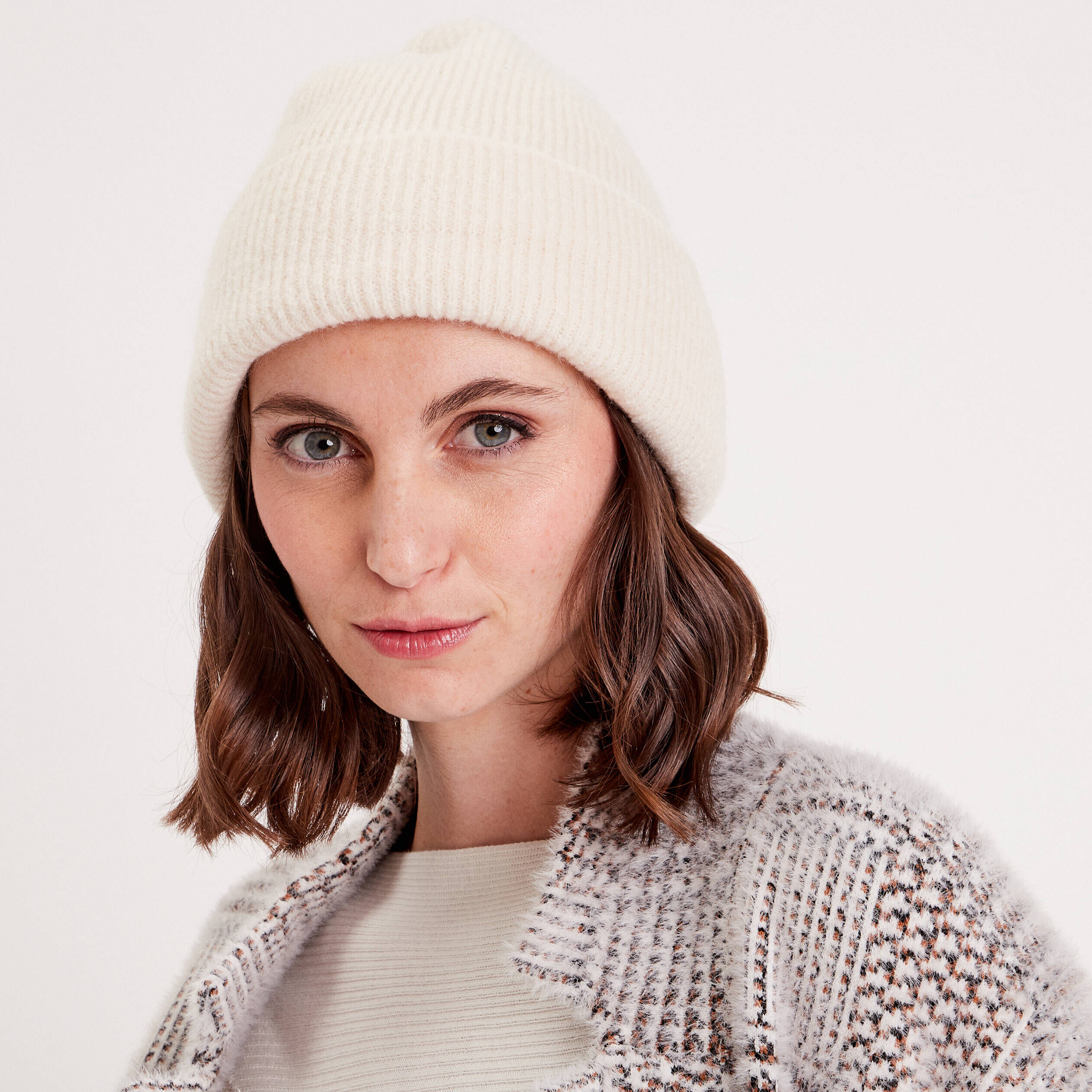 Bonnet tricoté côtelé sable femme | Cache Cache