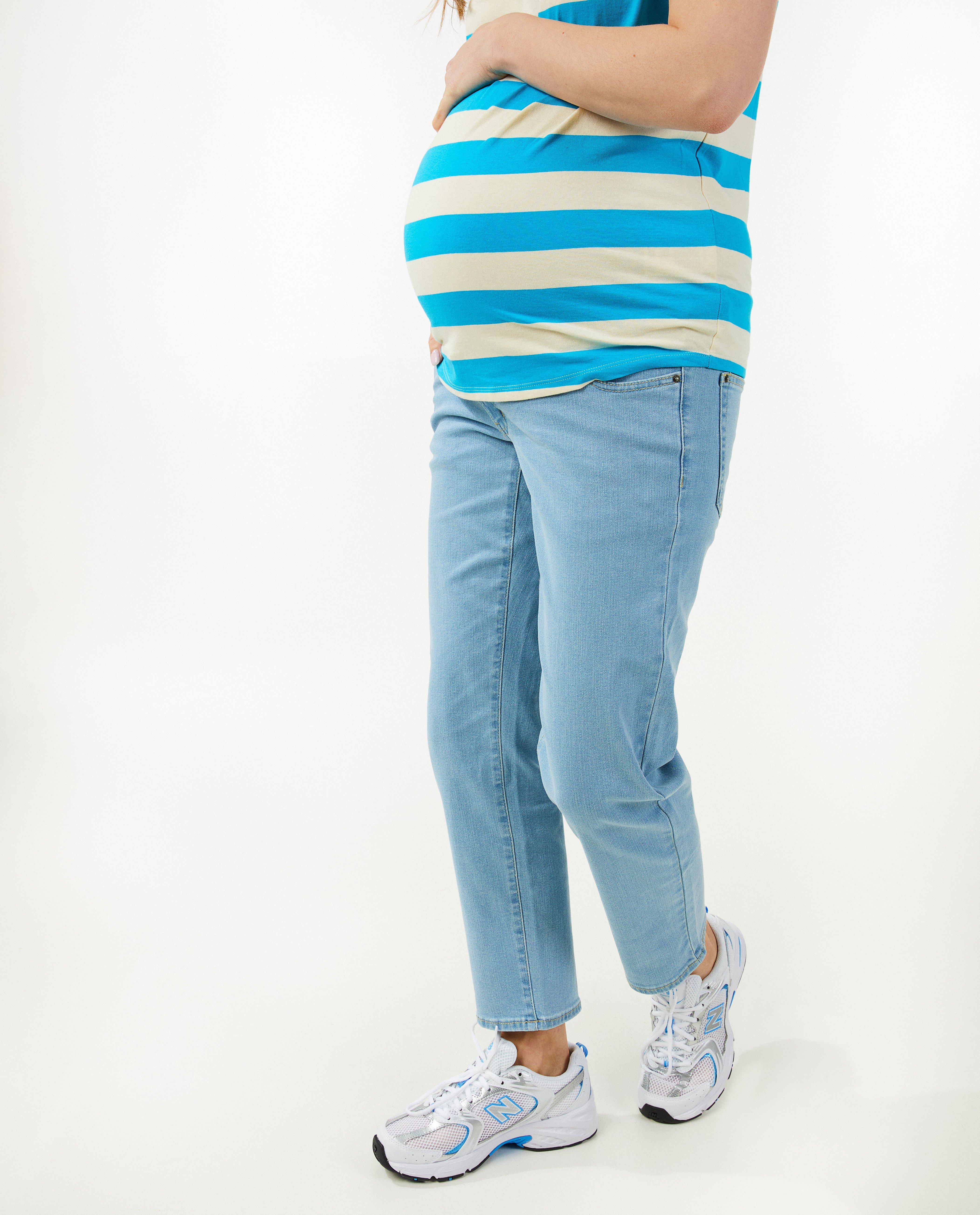 Blugi gravide Atelier Maman Blue, croială dreaptă, albastru deschis