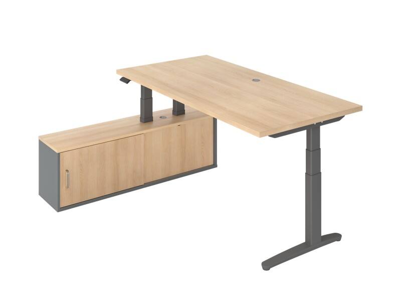 Hammerbacher Sitz-Stehschreibtisch VXBHM2C/EG/GG Eiche, Graphit