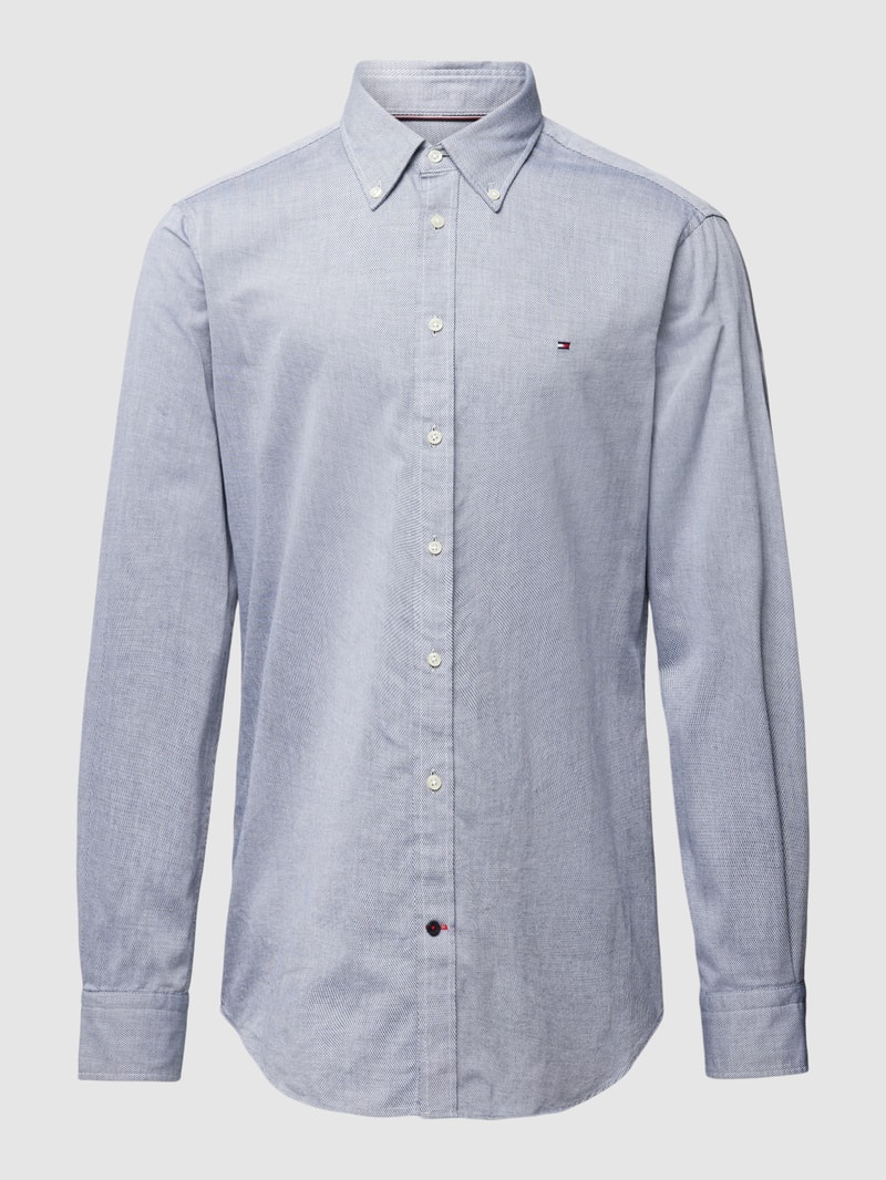 Slim Fit Business-Hemd mit Button-Down-Kragen in marineblau