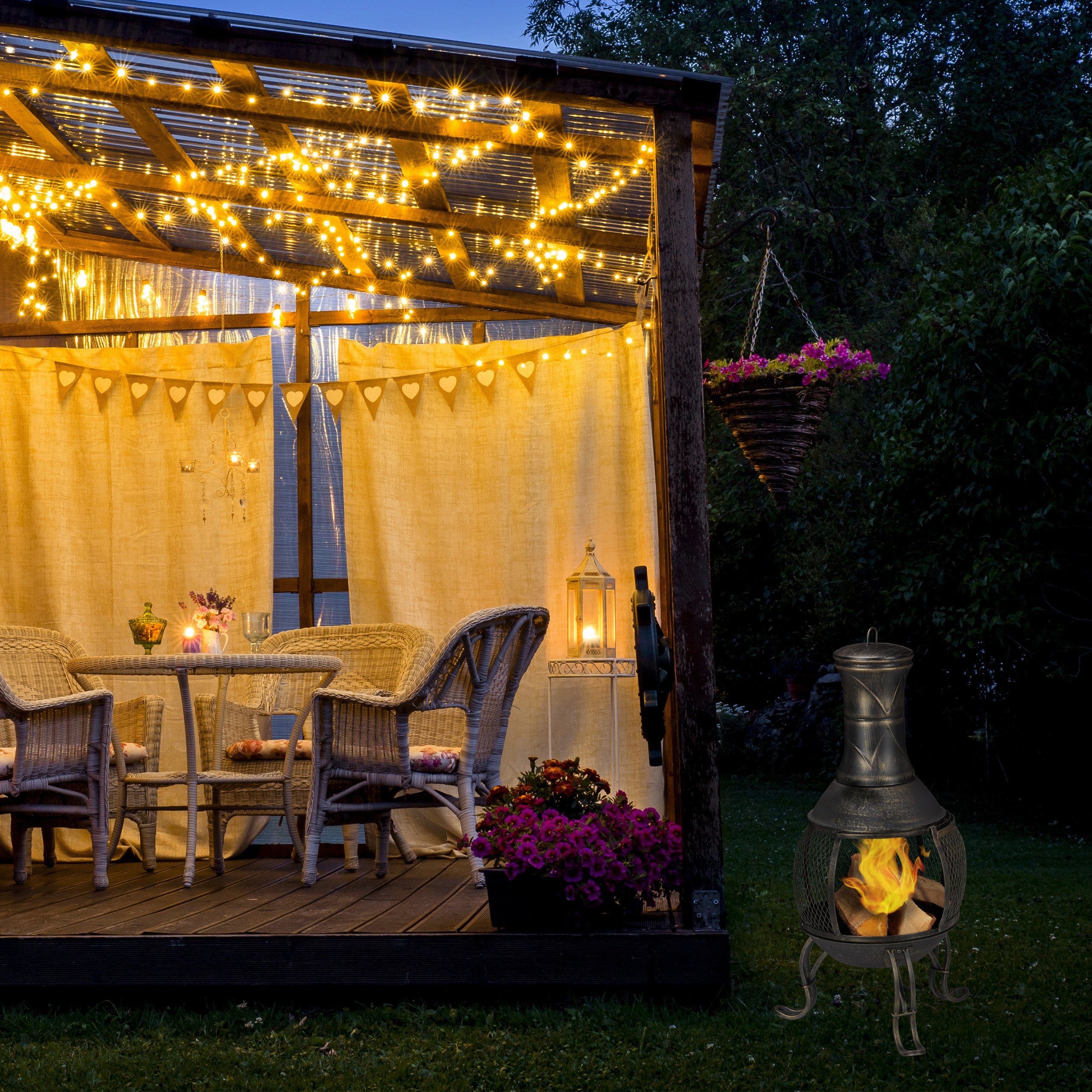 relaxdays Feuerschale Aztekenofen für Garten gold