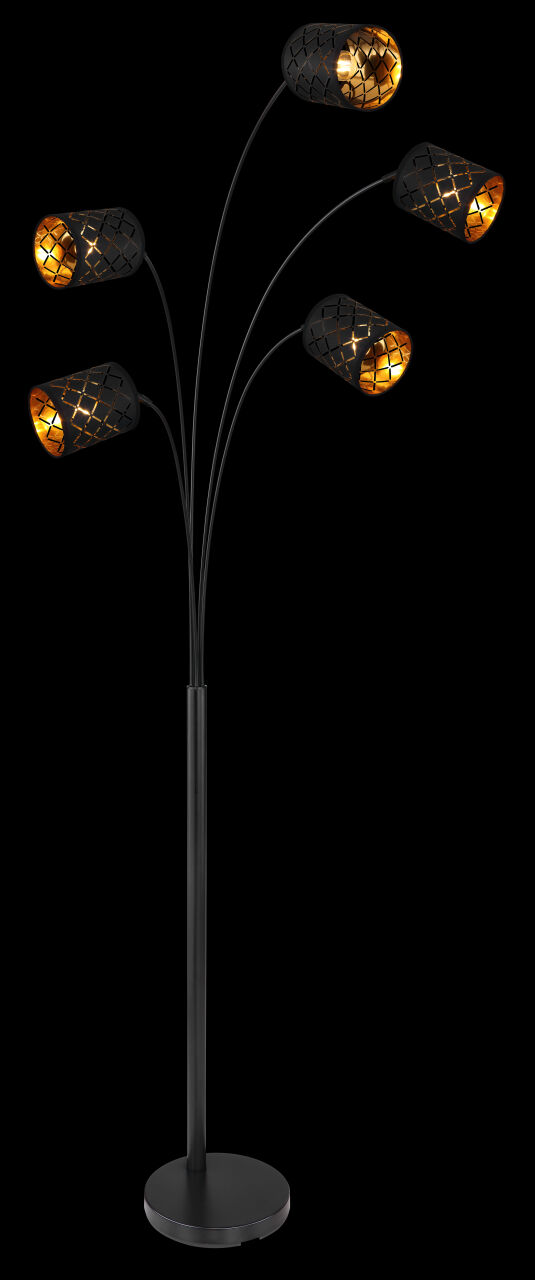 Globo Lighting - CLARKE - Stehleuchte Metall schwarz matt, 5x E14