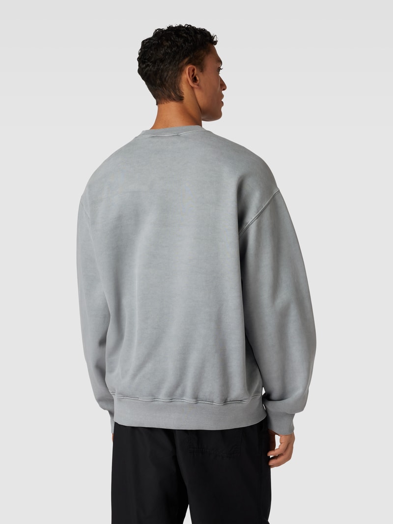 Sweatshirt mit Label-Patch Modell 'VISTA' in eisblau meliert