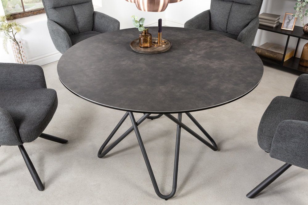 riess-ambiente Esstisch ELLIPSE 120cm anthrazit / schwarz (Einzelartikel, 1-St), Keramik · Metall · rund · Industrial Design
