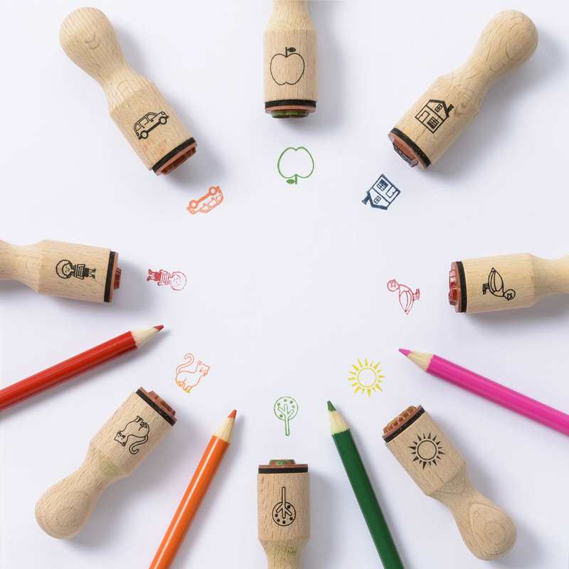 Coffret 10 tampons en bois Oxybul