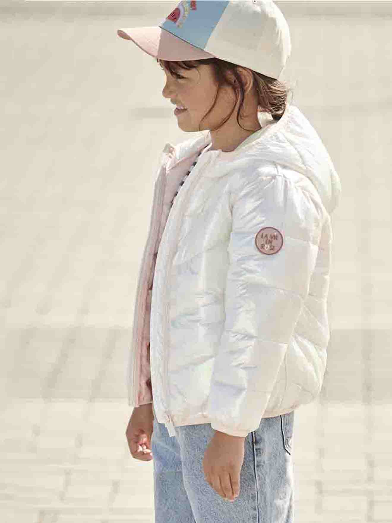 Vertbaudet Mädchen Light-Steppjacke mit Glanzeffekt - wollweiß