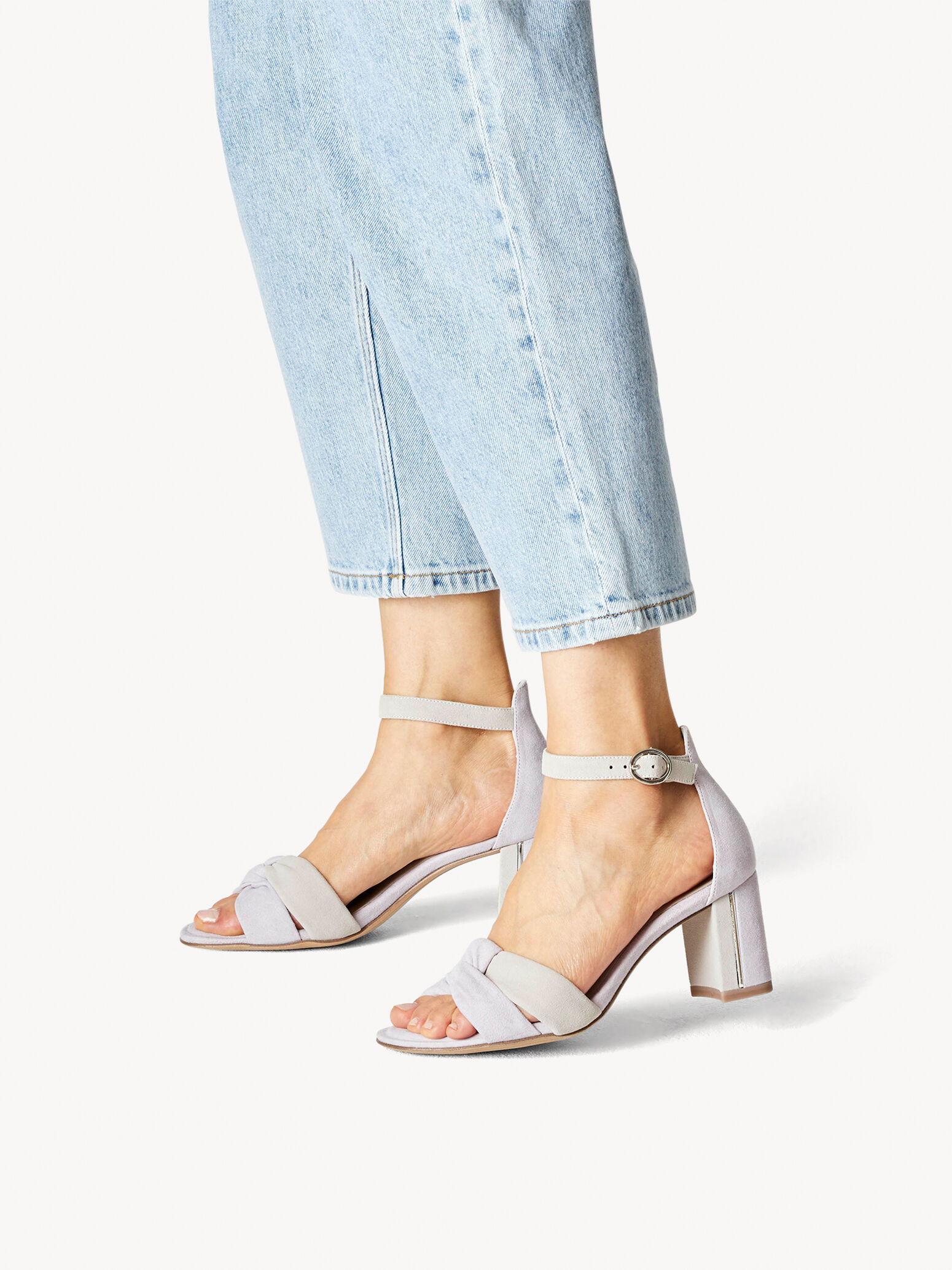 Sandale à talon en cuir - mauve