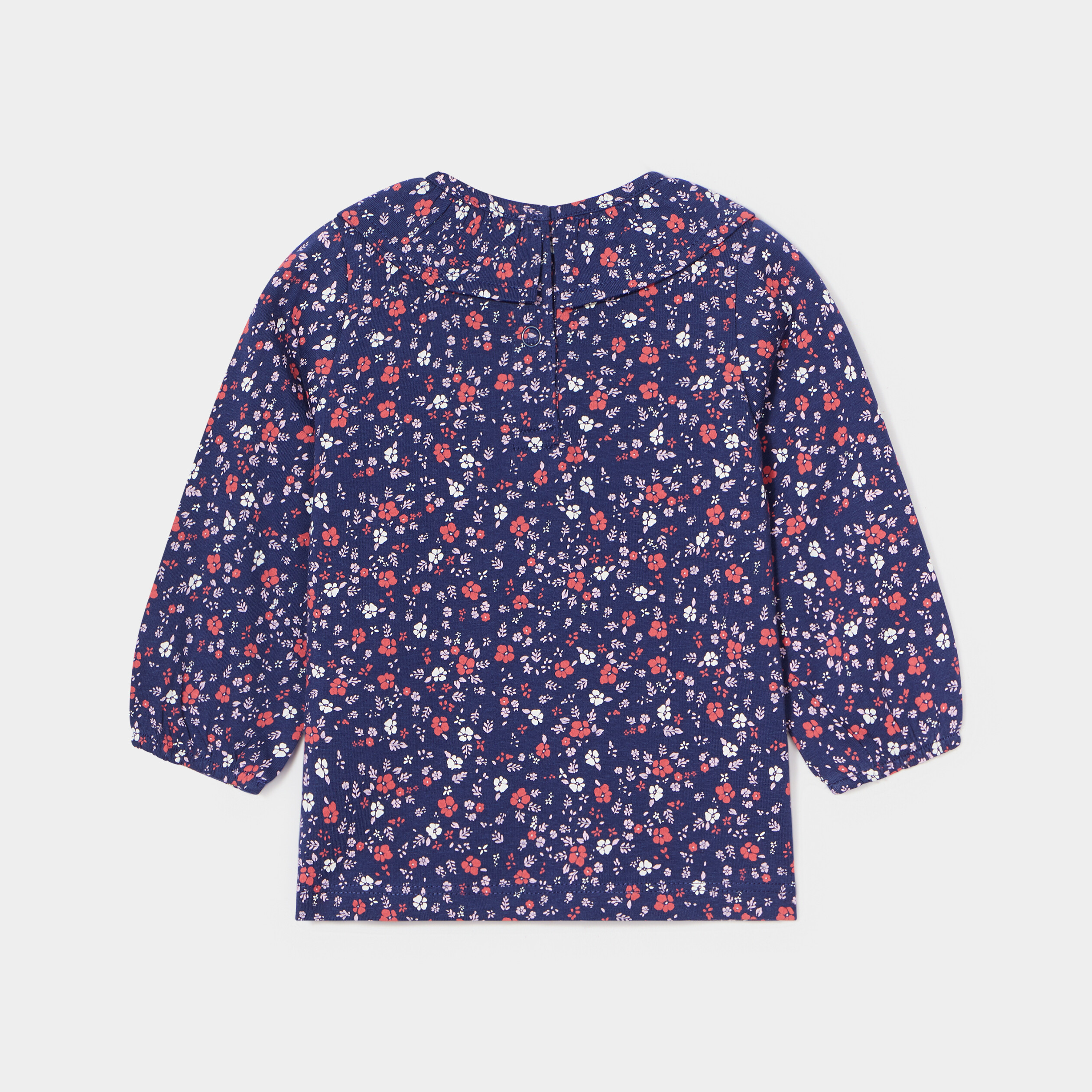 T-shirt col à volants coton Creeks bleu marine bébé fille | La Halle