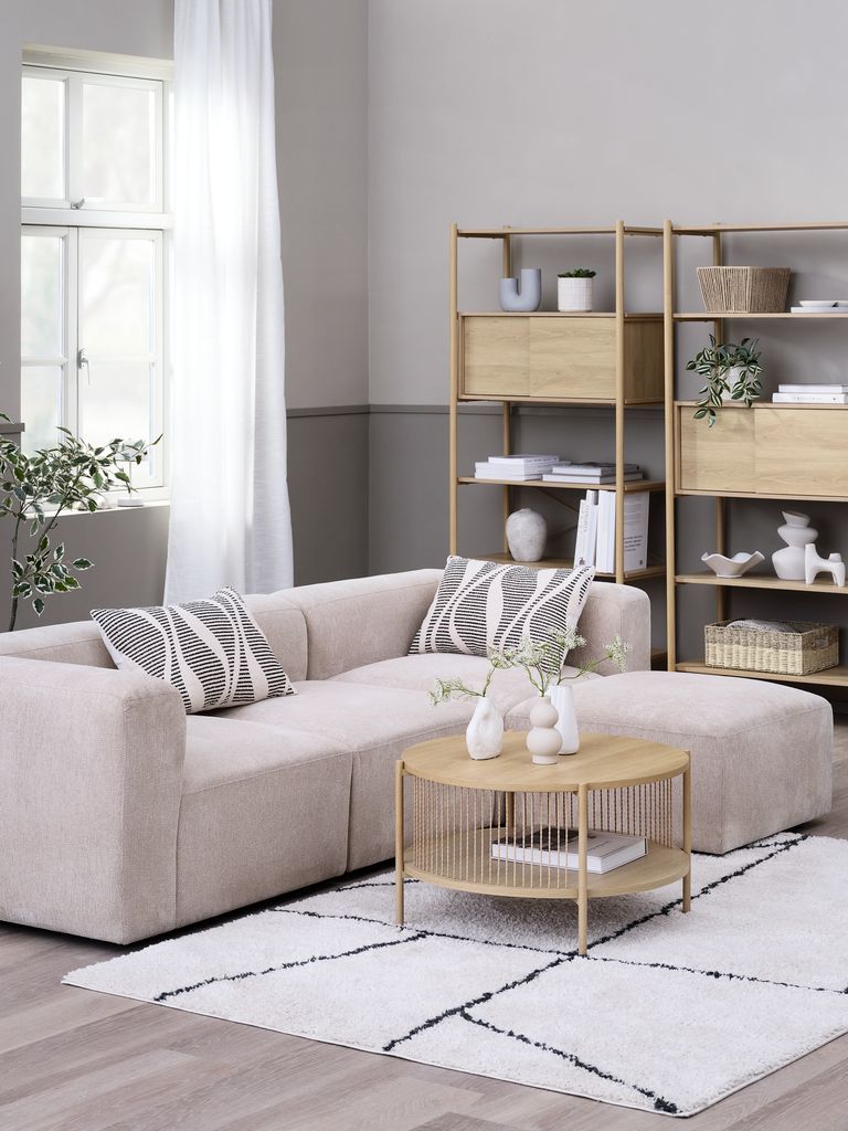 SKEJBY Sofa modułowa SKEJBY 3-osobowy szezlong z tkaniny piaskowej
