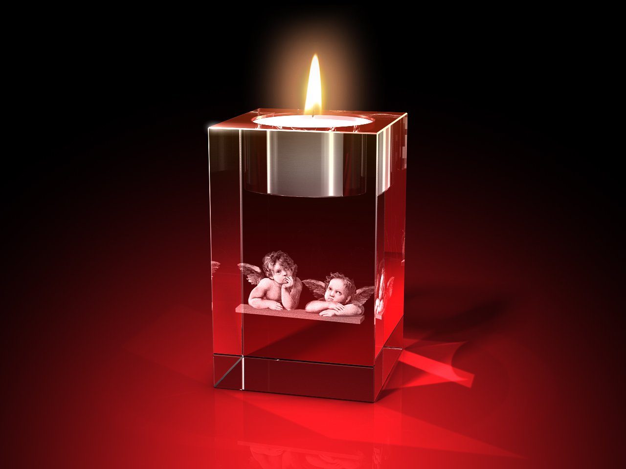 GLASFOTO.COM Teelichthalter Raffael Engel – als Geschenk für jeden Anlass 50 x 80 x 50 (1 Stück), Dekofigur Geburtstagsgeschenk