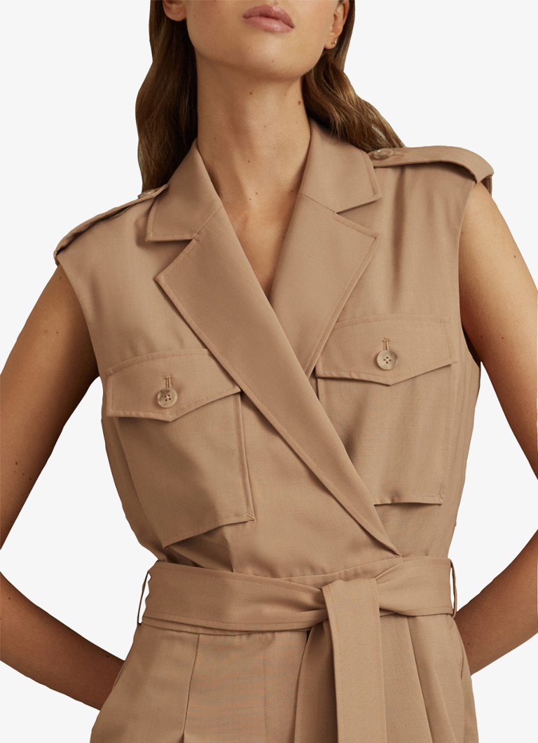 Reiss Luisa straight fit double-breasted jumpsuit with chest pockets